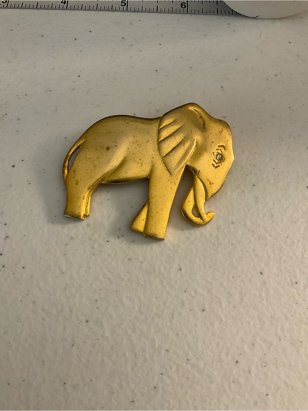 Gold Elephant Brooch Pin